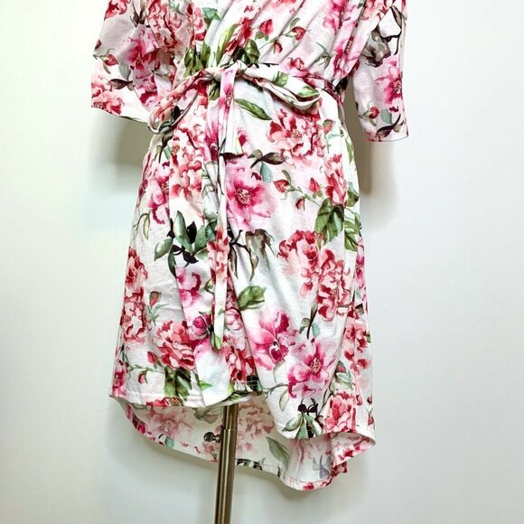 Show Me Your Mumu Womens Robe One Size Floral Print Tie Waist Short Sleeve - Picture 2 of 4